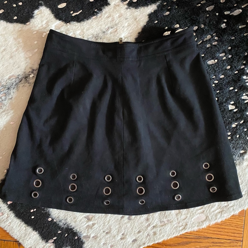Forever 21 Black Faux Suede Mini Skirt w Grommets